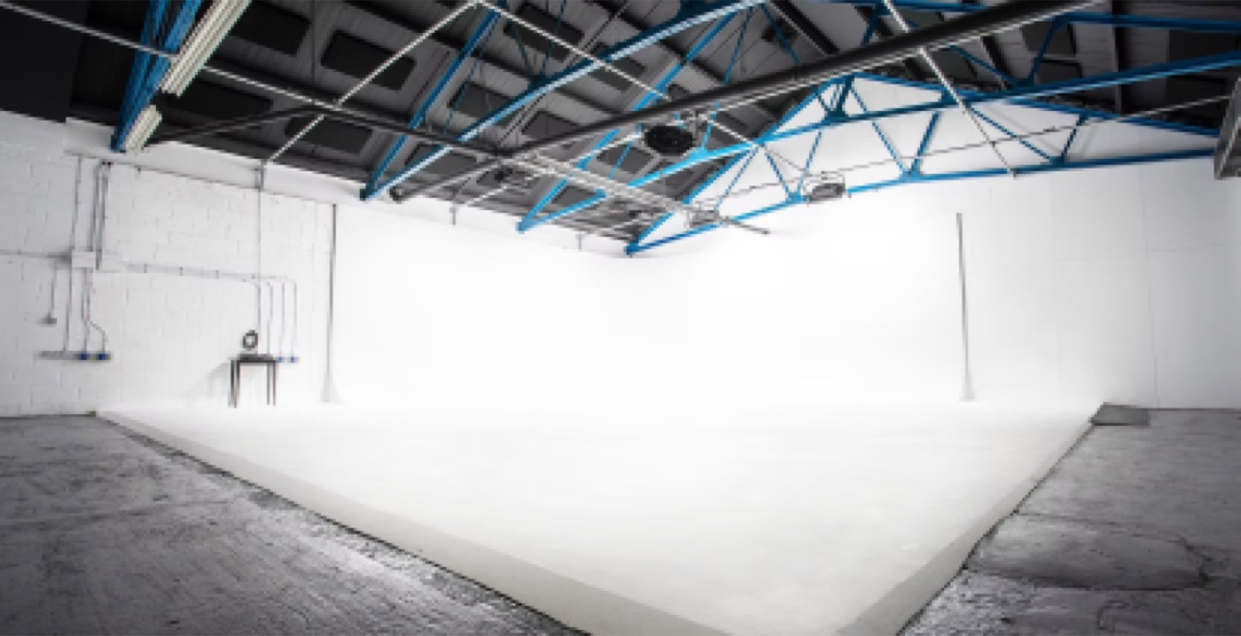 White wall studio set for filming
